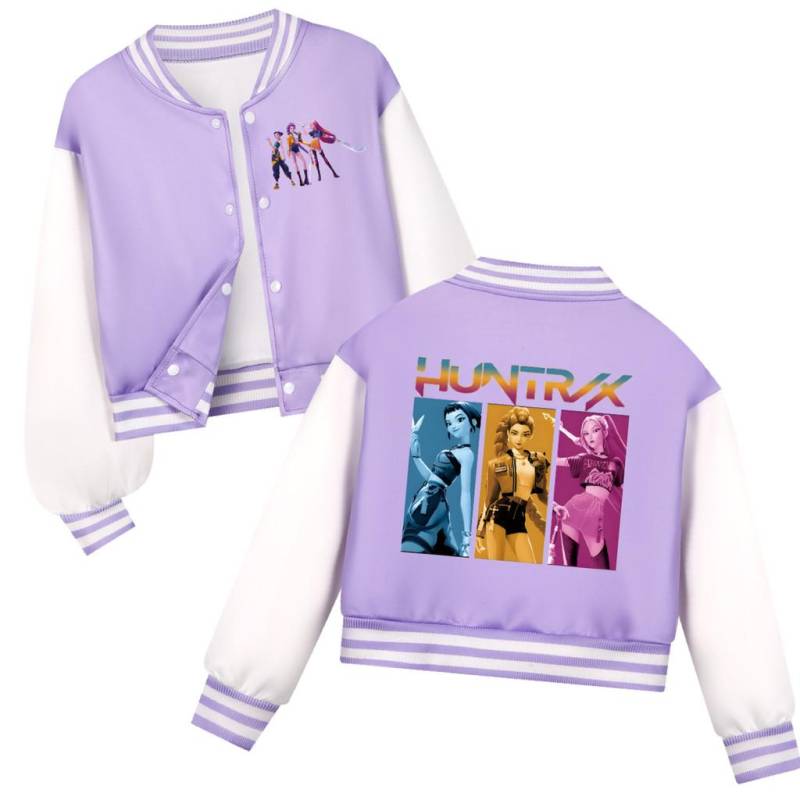 Kinder Mädchen Anime Cartoon POP Sängerin Super Star Rumi Zoey Mira Bedruckte Lässige Langarm Baseballjacke Mantel 140cm violett von Joom DACH