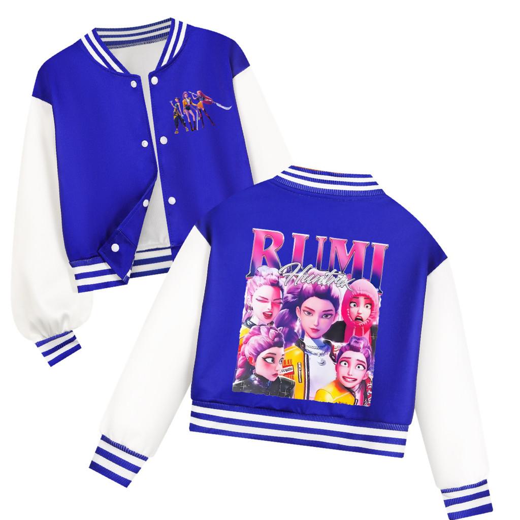 Kinder Mädchen Anime Cartoon POP Sängerin Super Star Rumi Zoey Mira Bedruckte Lässige Langarm Baseballjacke Mantel 160cm blau von Joom DACH
