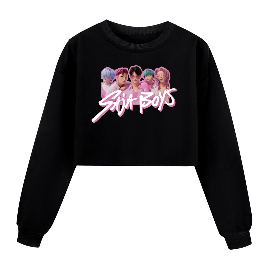 Kinder Mädchen Anime Cartoon POP Sängerin Superstar Mira Rumi Zoey Saja Jungen Bedrucktes Lässiges Langarm Rundhals Sweatshirt Top 170Cm schwarz von Joom DACH