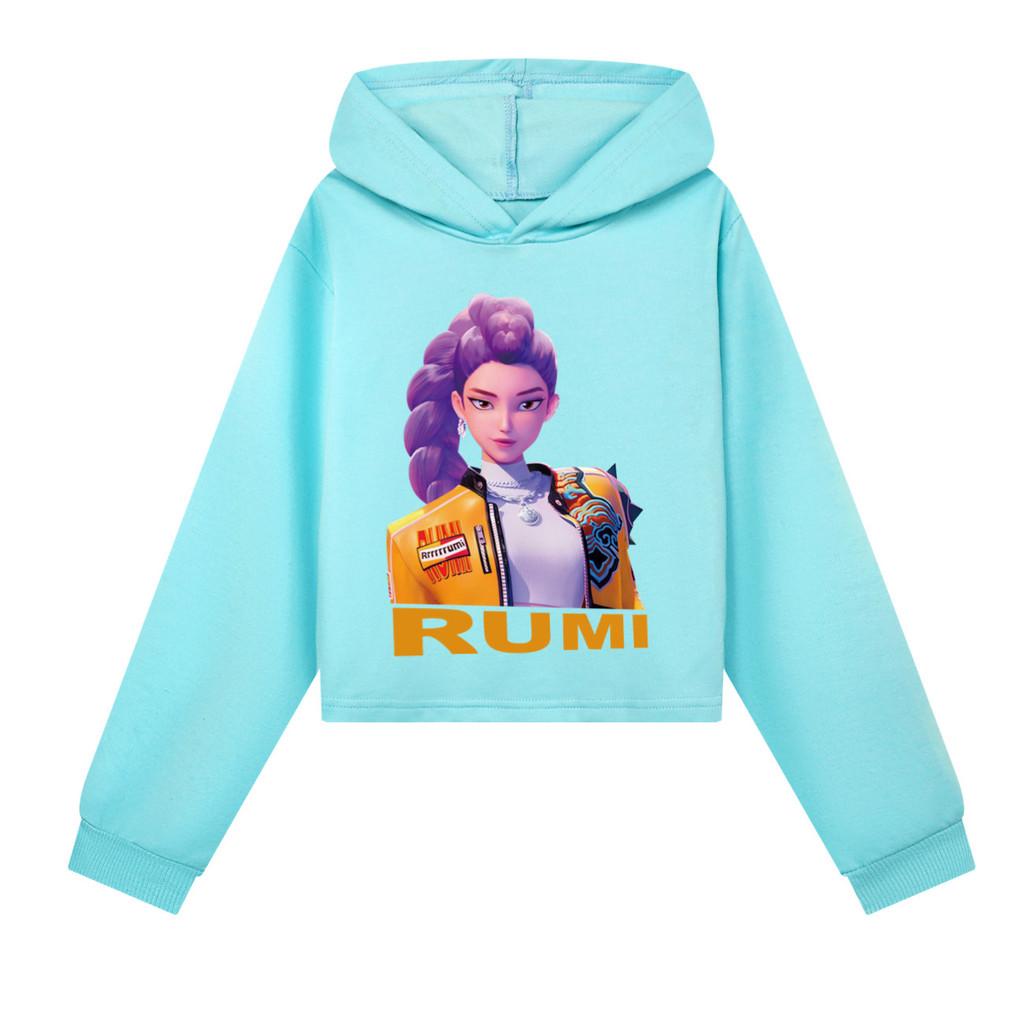 Kinder Mädchen Anime Cartoon POP Sängerin Superstar Rumi Mira Zoey Bedruckt Lässige Langarm Kapuzenpullover Sweatshirt Top 110Cm himmelblaue von Joom DACH