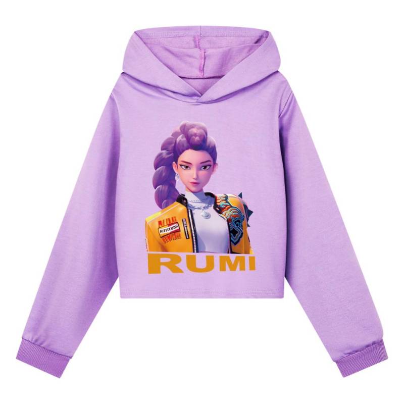 Kinder Mädchen Anime Cartoon POP Sängerin Superstar Rumi Mira Zoey Bedruckt Lässige Langarm Kapuzenpullover Sweatshirt Top 110Cm violett von Joom DACH