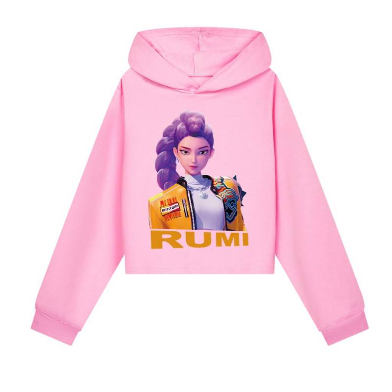 Kinder Mädchen Anime Cartoon POP Sängerin Superstar Rumi Mira Zoey Bedruckt Lässige Langarm Kapuzenpullover Sweatshirt Top 110Cm rosa von Joom DACH