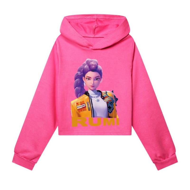 Kinder Mädchen Anime Cartoon POP Sängerin Superstar Rumi Mira Zoey Bedruckt Lässige Langarm Kapuzenpullover Sweatshirt Top 120Cm rose rot von Joom DACH