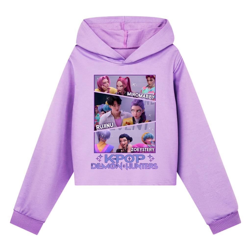 Kinder Mädchen Anime Cartoon POP Sängerin Superstar Rumi Mira Zoey Bedruckt Lässige Langarm Kapuzenpullover Sweatshirt Top 140Cm violett von Joom DACH