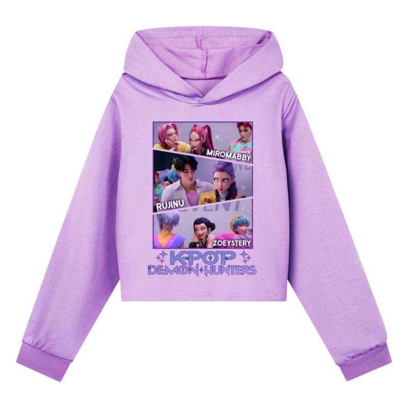 Kinder Mädchen Anime Cartoon POP Sängerin Superstar Rumi Mira Zoey Bedruckt Lässige Langarm Kapuzenpullover Sweatshirt Top 140Cm violett von Joom DACH