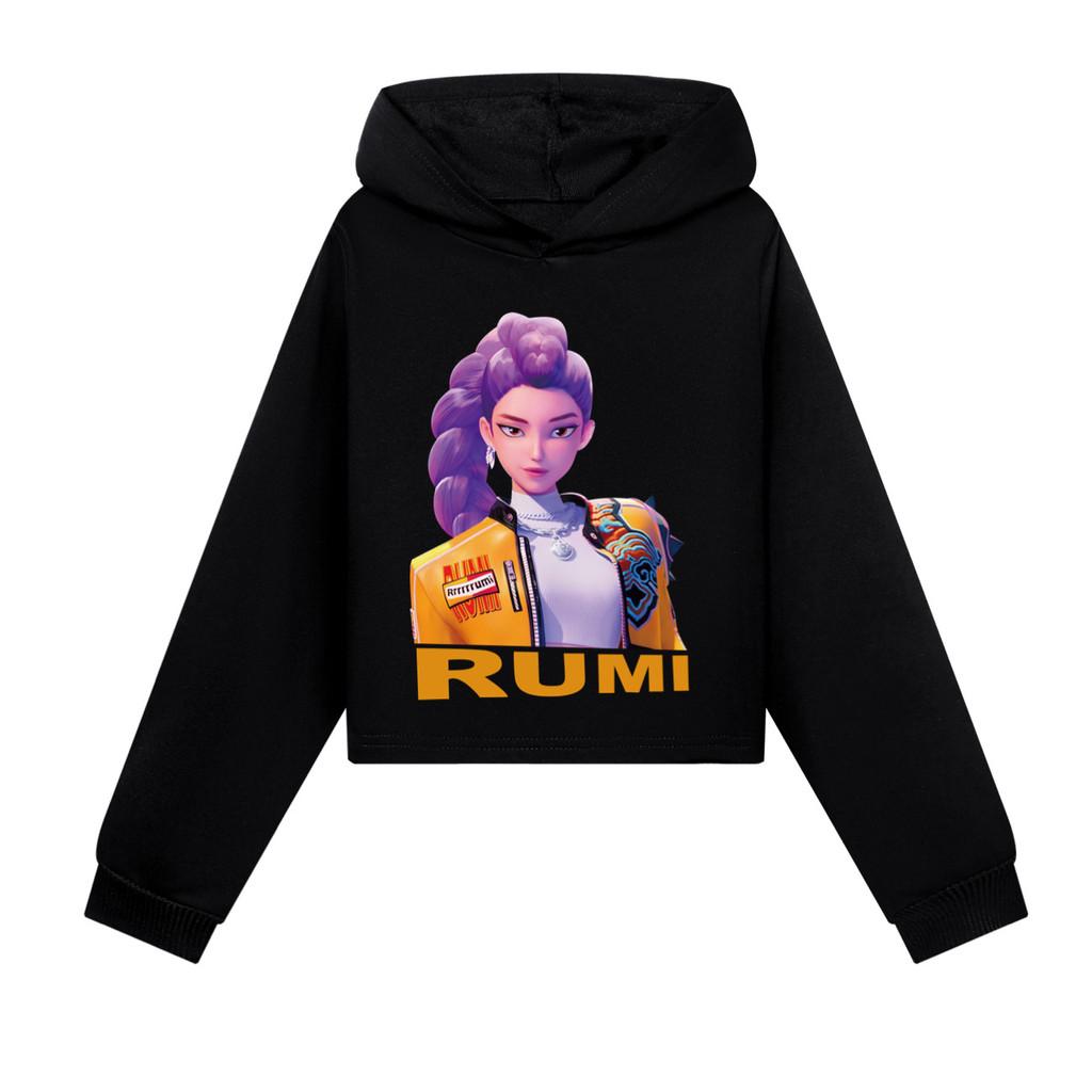 Kinder Mädchen Anime Cartoon POP Sängerin Superstar Rumi Mira Zoey Bedruckt Lässige Langarm Kapuzenpullover Sweatshirt Top 150Cm schwarz von Joom DACH