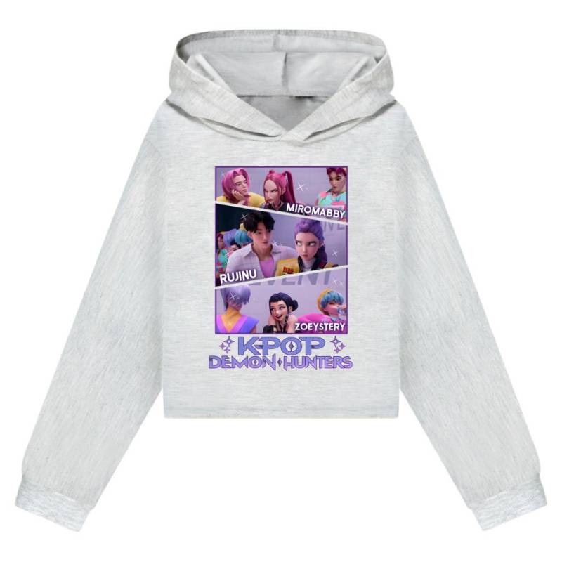 Kinder Mädchen Anime Cartoon POP Sängerin Superstar Rumi Mira Zoey Bedruckt Lässige Langarm Kapuzenpullover Sweatshirt Top 160Cm grau von Joom DACH