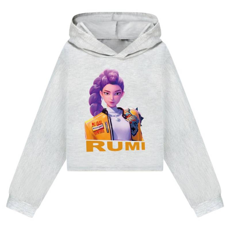 Kinder Mädchen Anime Cartoon POP Sängerin Superstar Rumi Mira Zoey Bedruckt Lässige Langarm Kapuzenpullover Sweatshirt Top 160Cm grau von Joom DACH