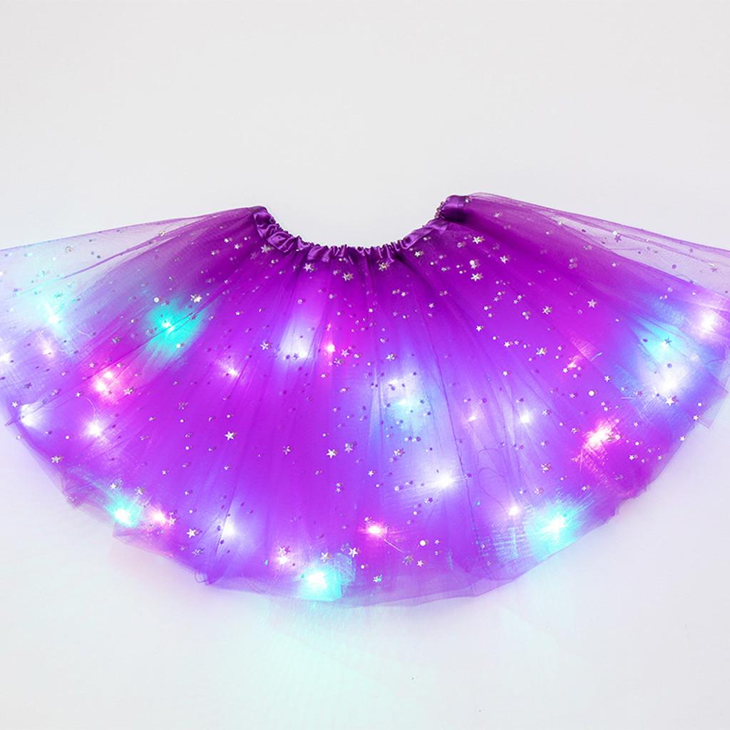 Kinder Mädchen Baby Paillettenrock LED Leuchten Pettiskirt Ballettkleidung violett von Joom DACH