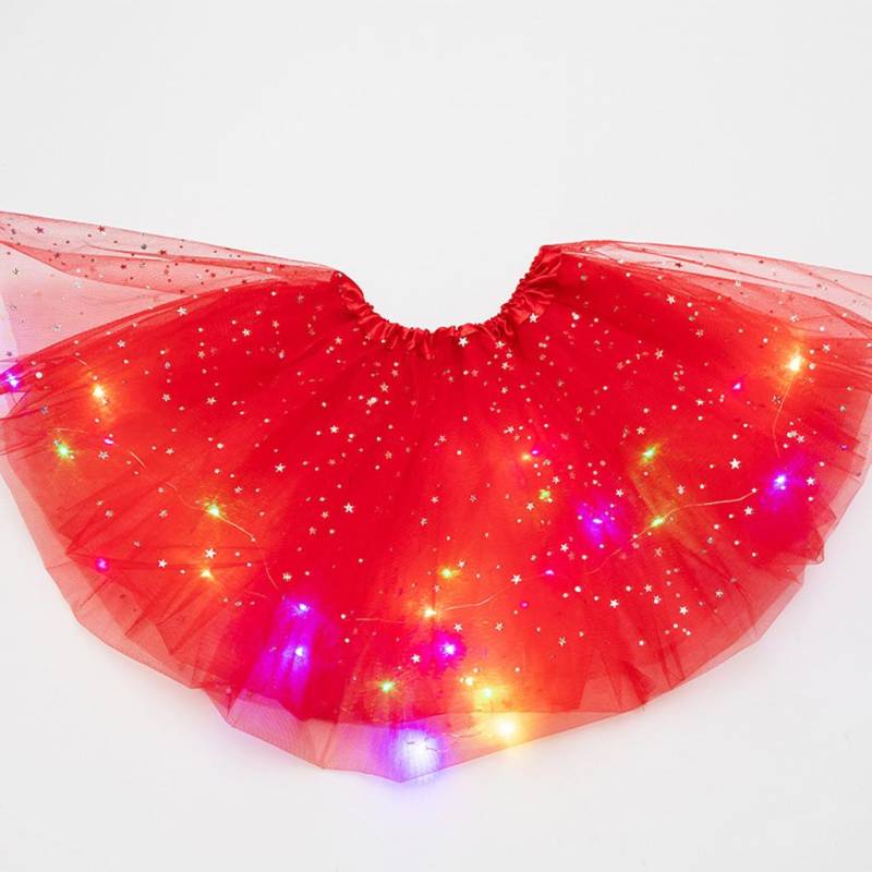 Kinder Mädchen Baby Paillettenrock LED Leuchten Pettiskirt Ballettkleidung rot von Joom DACH