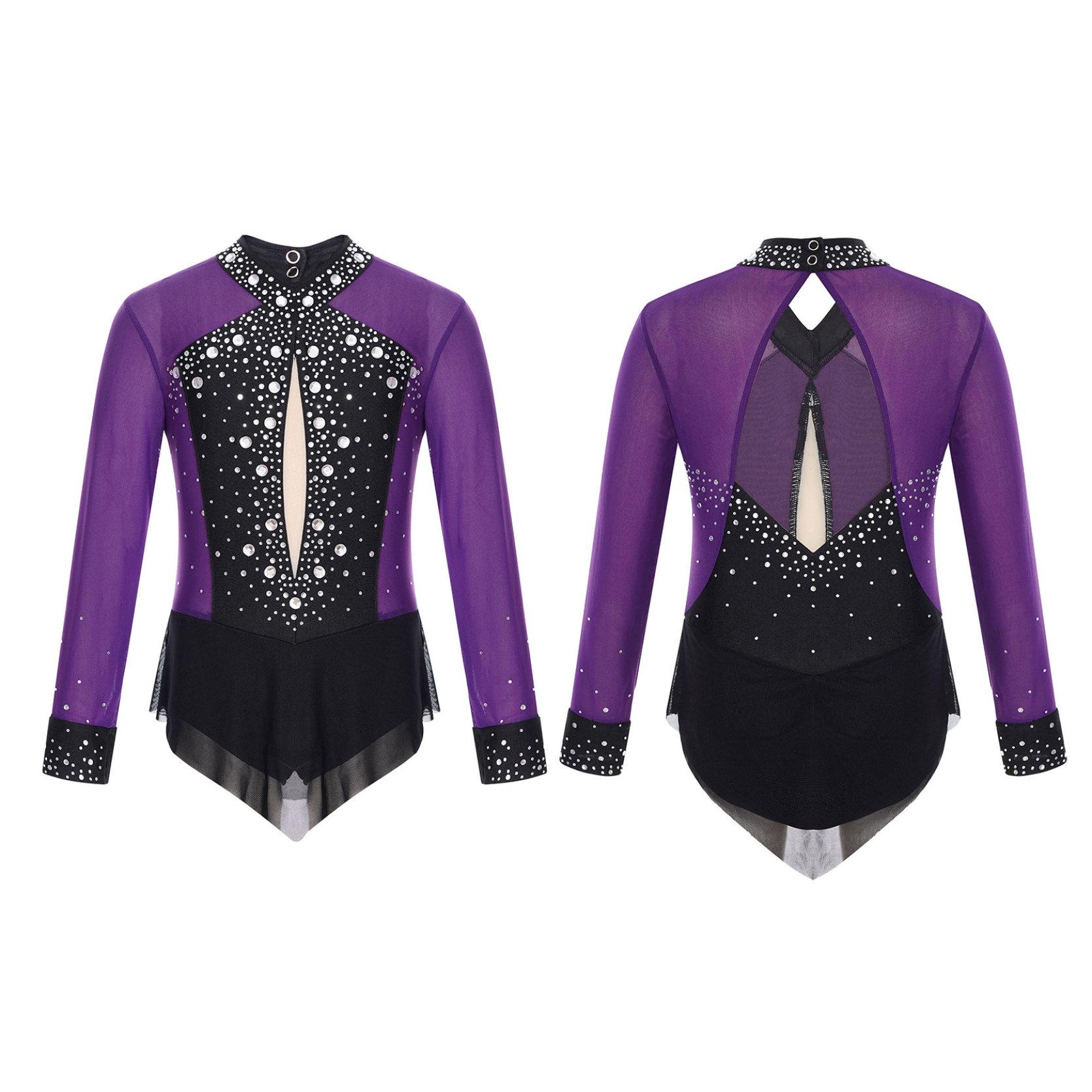 Kinder Mädchen Ballett Tanz Trikot Kleid Eiskunstlauf Rhythmische Gymnastik Body Glänzenden Strass Mesh Rock Overall 15-16 Years von Joom DACH