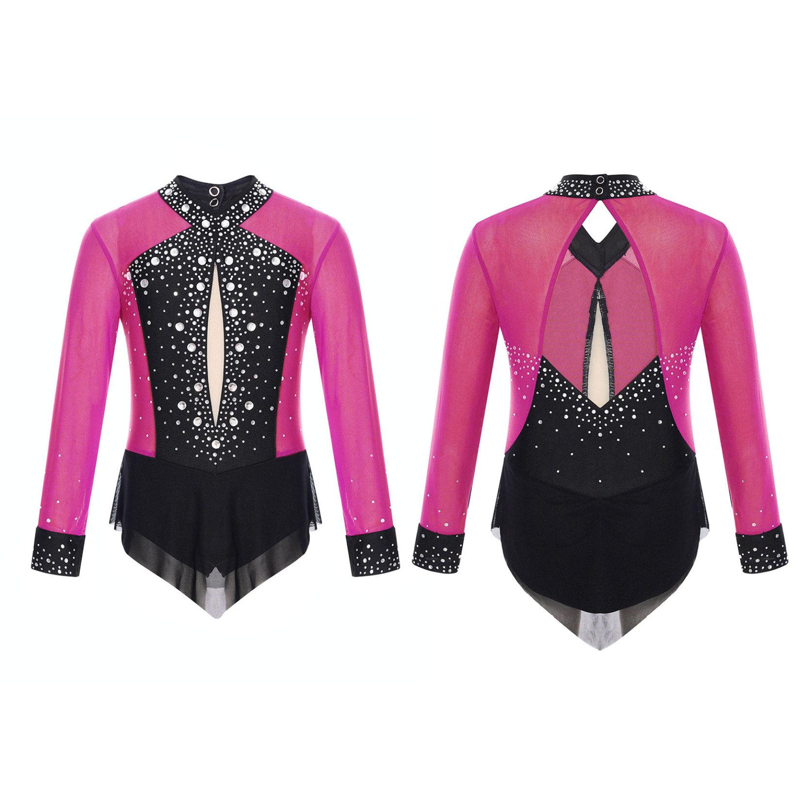 Kinder Mädchen Ballett Tanz Trikot Kleid Eiskunstlauf Rhythmische Gymnastik Body Glänzenden Strass Mesh Rock Overall 5-6 Years heißes rosa von Joom DACH