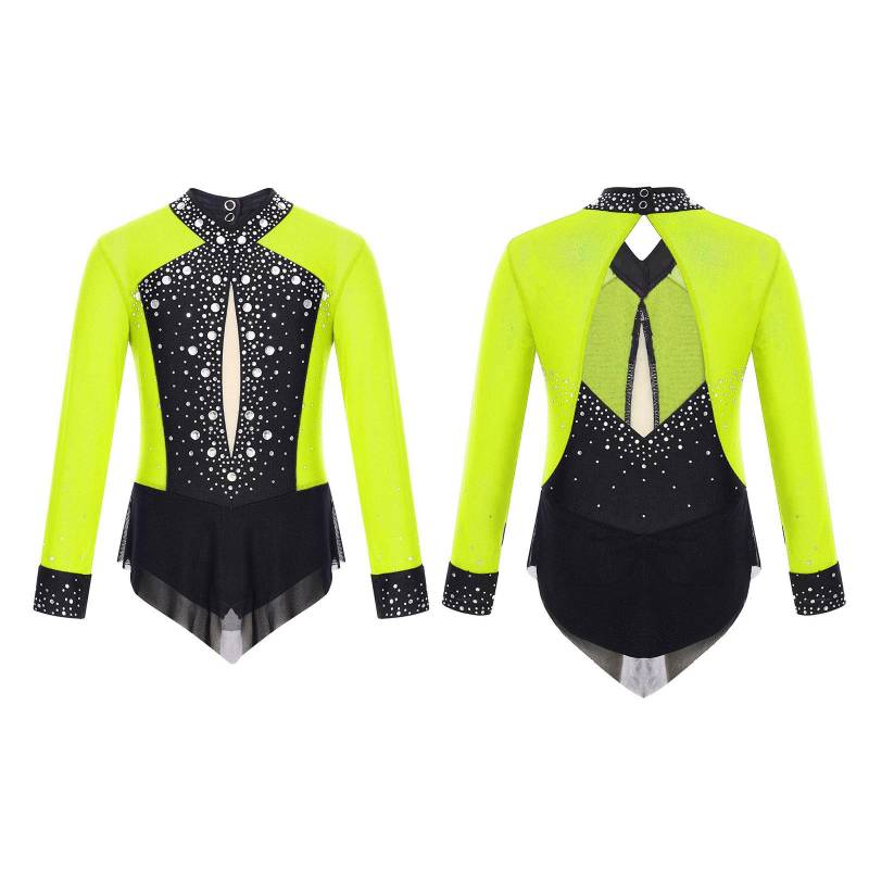 Kinder Mädchen Ballett Tanz Trikot Kleid Eiskunstlauf Rhythmische Gymnastik Body Glänzenden Strass Mesh Rock Overall 7-8 Years von Joom DACH