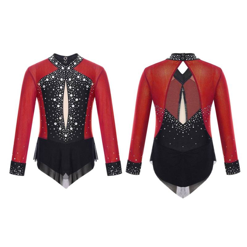 Kinder Mädchen Ballett Tanz Trikot Kleid Eiskunstlauf Rhythmische Gymnastik Body Glänzenden Strass Mesh Rock Overall 7-8 Years von Joom DACH