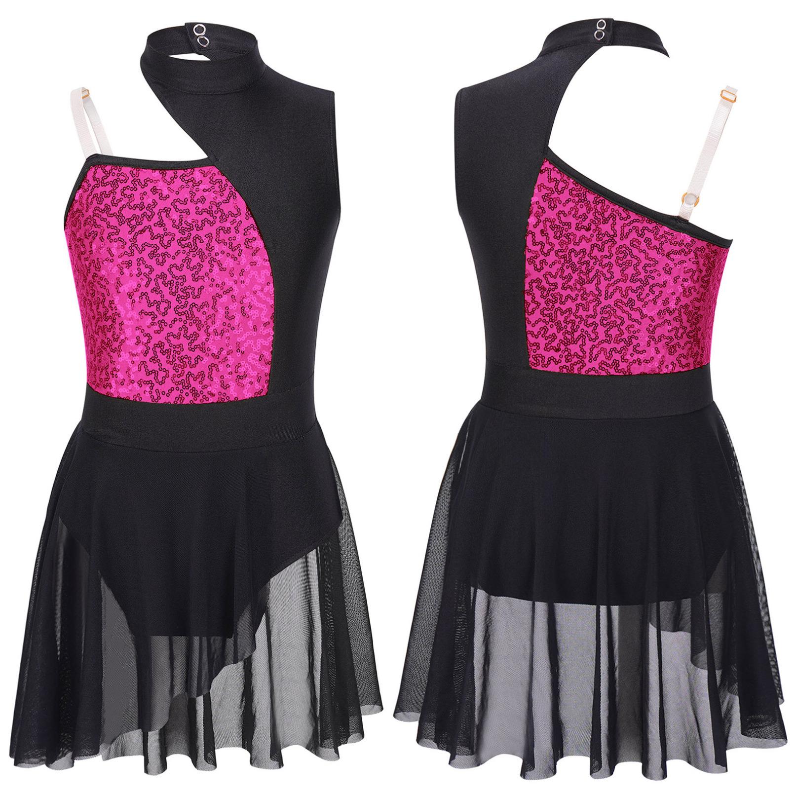 Kinder Mädchen Ballett Trikot Zeitgenössischer Tanz Kostüm Dancewear Modern Jazz Latin Lyrical Dance Kleid 13-14 Years heißes rosa von Joom DACH