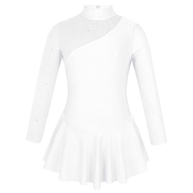 Kinder Mädchen Ballsaal Skater Kleid Tüll Langarm Gymnastik Trikot Ballett Tanz Rock Kostüm 5-6 Years weiß von Joom DACH