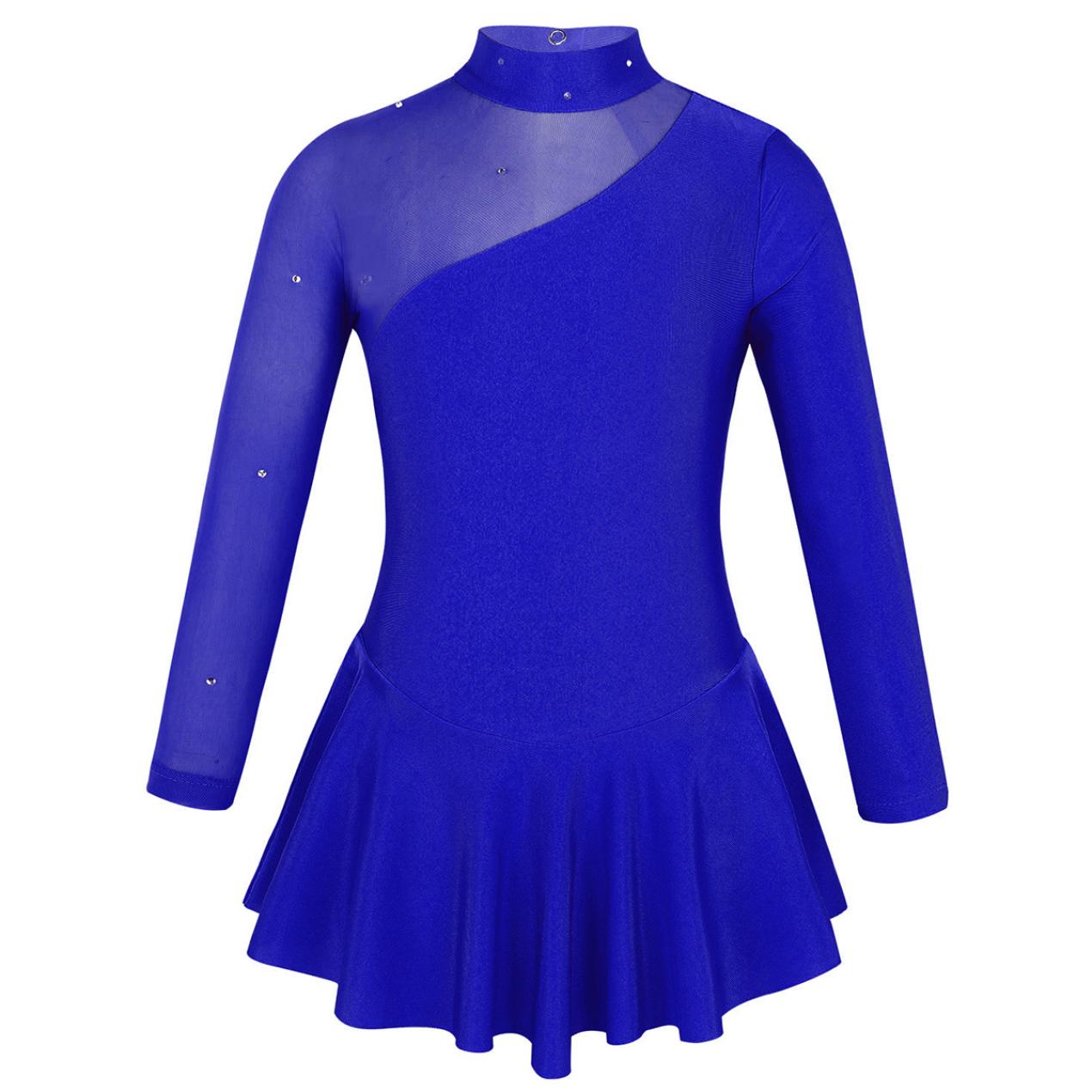 Kinder Mädchen Ballsaal Skater Kleid Tüll Langarm Gymnastik Trikot Ballett Tanz Rock Kostüm 7-8 Years von Joom DACH
