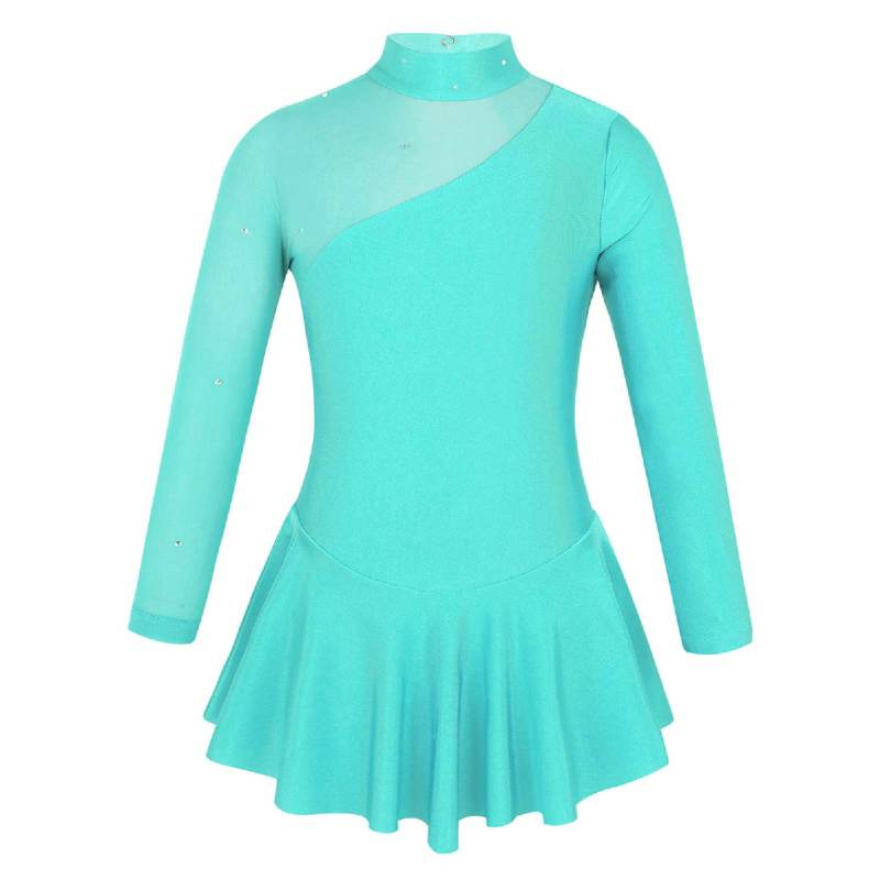 Kinder Mädchen Ballsaal Skater Kleid Tüll Langarm Gymnastik Trikot Ballett Tanz Rock Kostüm 7-8 Years minze, grüne von Joom DACH