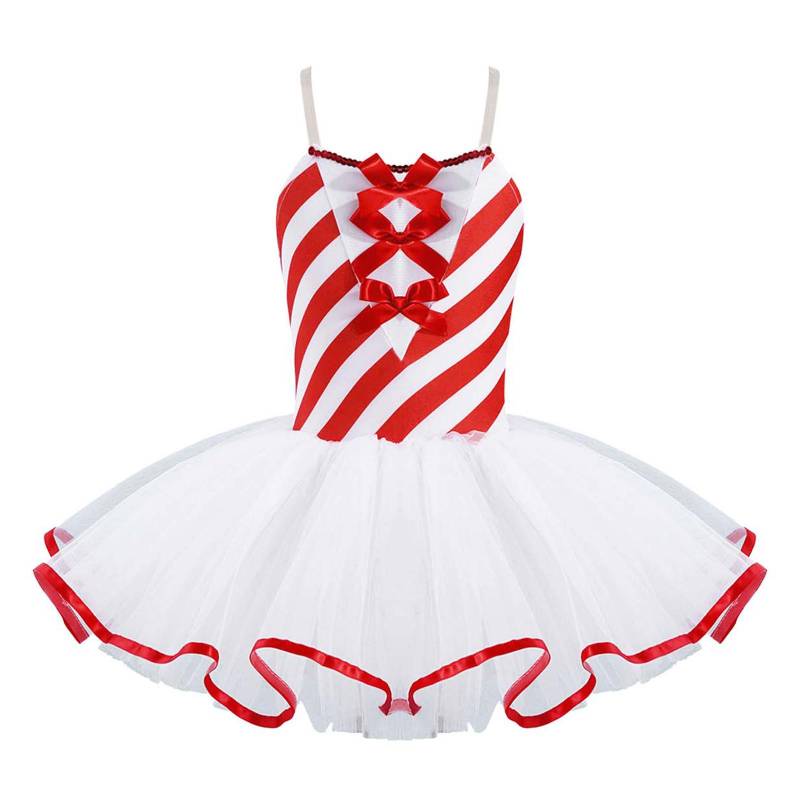 Kinder Mädchen Candy Cane Mrs Santa Claus Kostüm Weihnachten Tanz Figur Eislaufen Tutu Kleid Trikot Dancewear 9-10 Years rot von Joom DACH