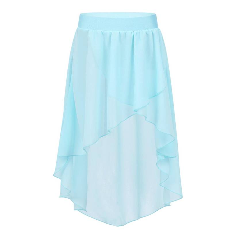Kinder Mädchen Chiffon Wickelrock Ballettrock Tanzrock High Low Rock für Ballsaal Latein Salsa Tango Tanzbekleidung Performance 9-10 Years hellblaue von Joom DACH