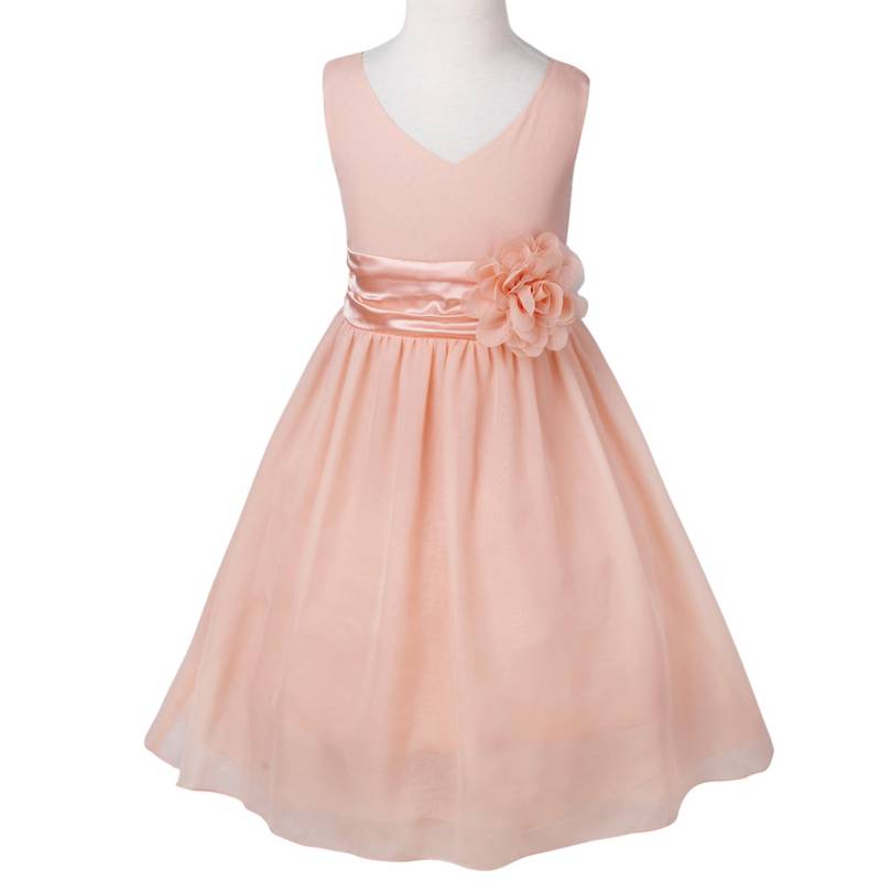 Kinder Mädchen Chiffon ärmellos V-Ausschnitt Hochzeit Brautjungfer Blumenmädchen Kleid Kinder Geburtstag Party Abend Abendkleid 9-10 Years korallen rosa von Joom DACH