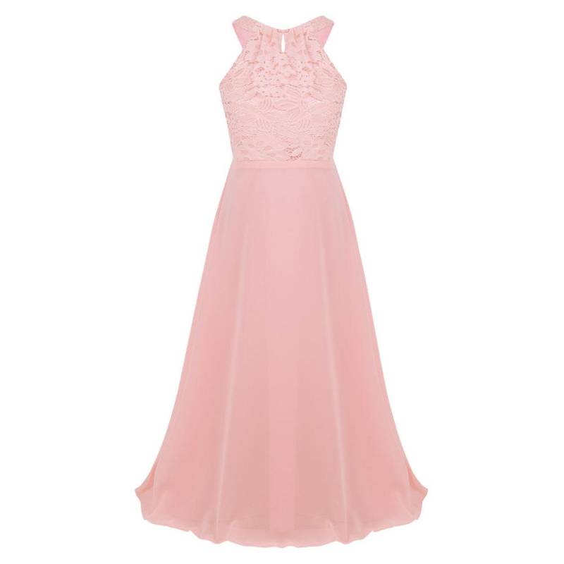 Kinder Mädchen Chiffon ärmelloses Blumenspitze Blumenmädchenkleid Prinzessin Festzug Hochzeit Brautjungfer Geburtstagsparty Kleid 12 Years rosa von Joom DACH