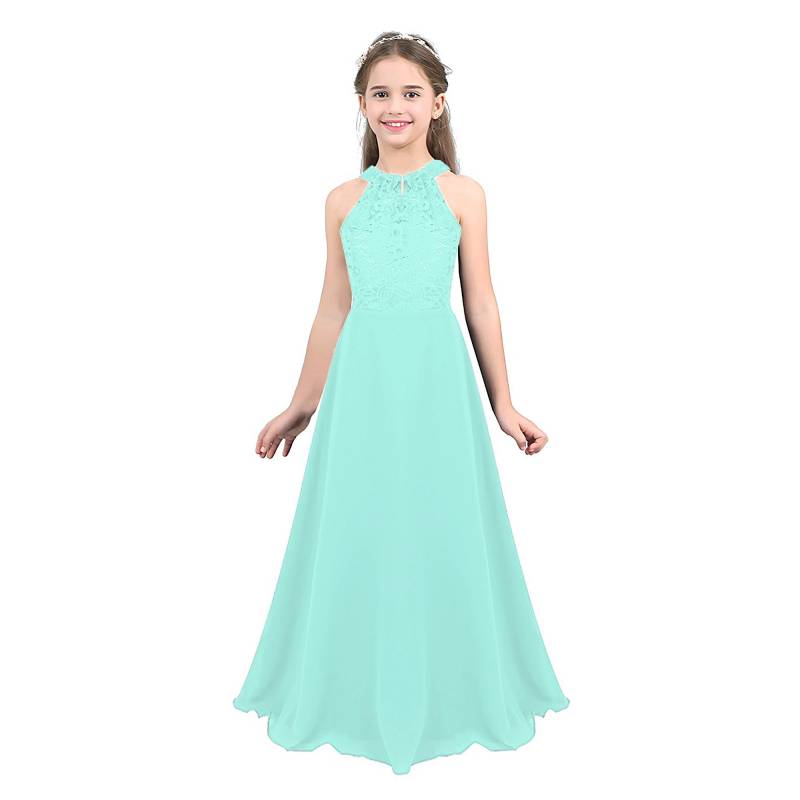 Kinder Mädchen Chiffon ärmelloses Blumenspitze Blumenmädchenkleid Prinzessin Festzug Hochzeit Brautjungfer Geburtstagsparty Kleid 6 Years minze, grüne von Joom DACH