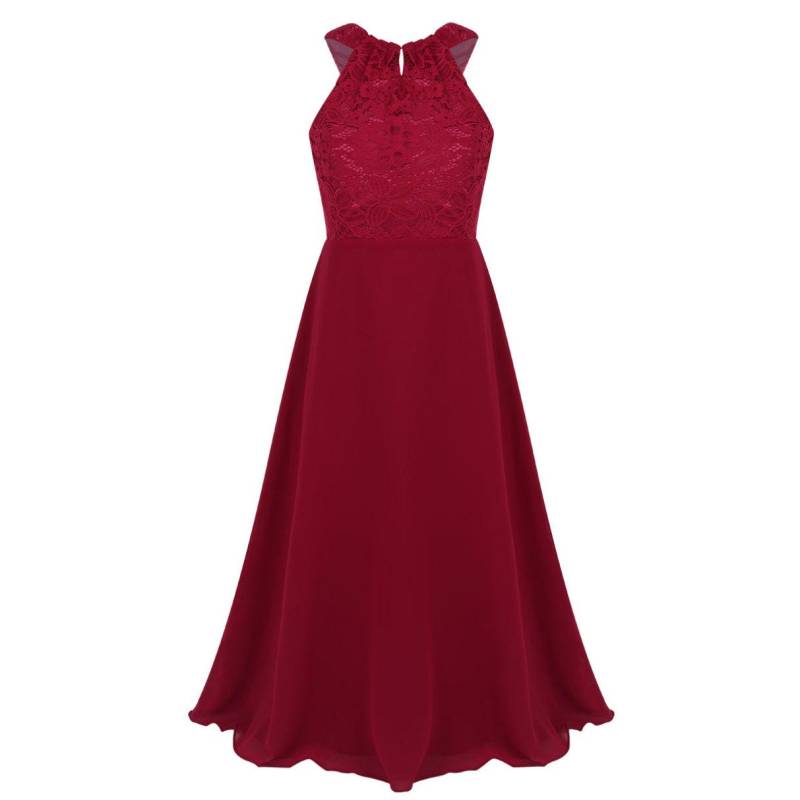 Kinder Mädchen Chiffon ärmelloses Blumenspitze Blumenmädchenkleid Prinzessin Festzug Hochzeit Brautjungfer Geburtstagsparty Kleid 8 Years von Joom DACH