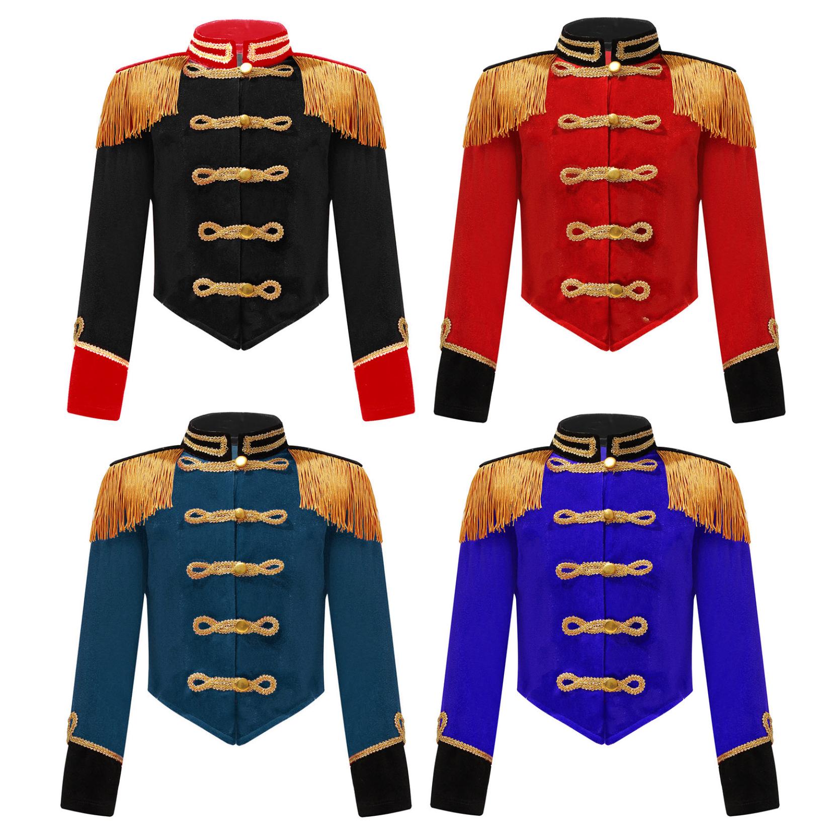 Kinder Mädchen Circus Ringmaster Cosplay Performance Kostüm Halloween Party Langarm Fransen Quaste Epaulet Samt Jacke Mäntel 3-4 Years schwarz von Joom DACH