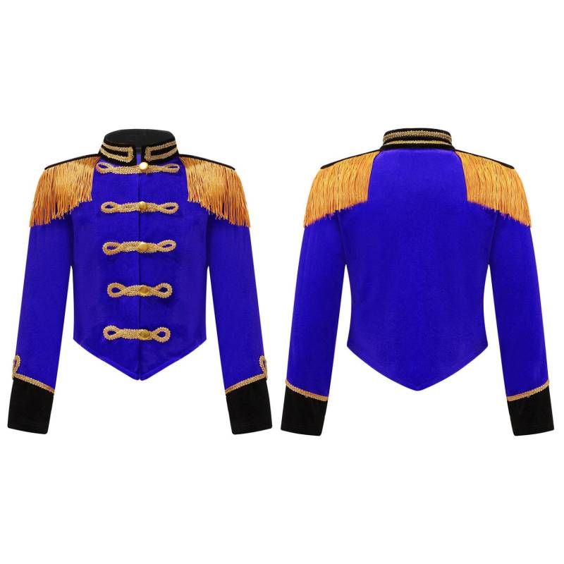 Kinder Mädchen Circus Ringmaster Cosplay Performance Kostüm Halloween Party Langarm Fransen Quaste Epaulet Samt Jacke Mäntel 7-8 Years von Joom DACH