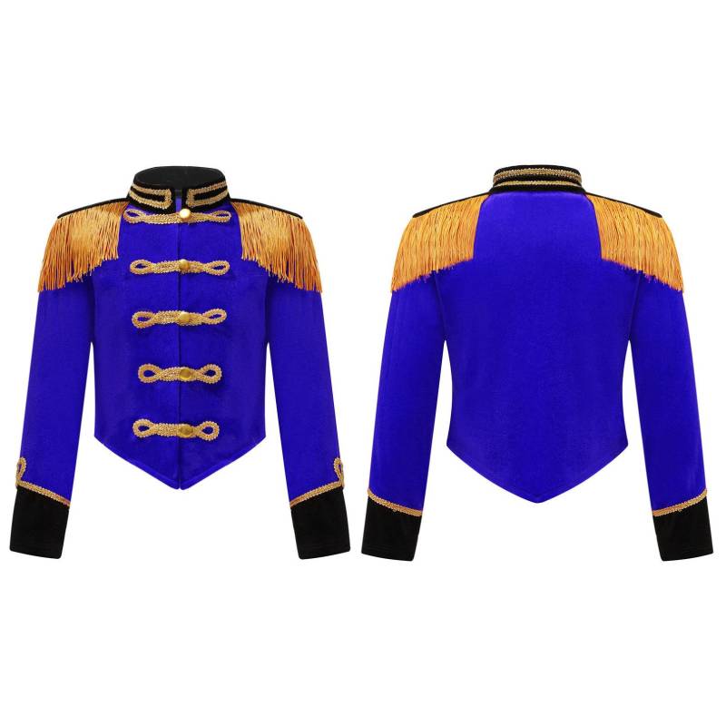 Kinder Mädchen Circus Ringmaster Stehkragen Langarm Quaste Outfit Jacke Cosplay Leistung Kostüm 5-6 Years blau von Joom DACH