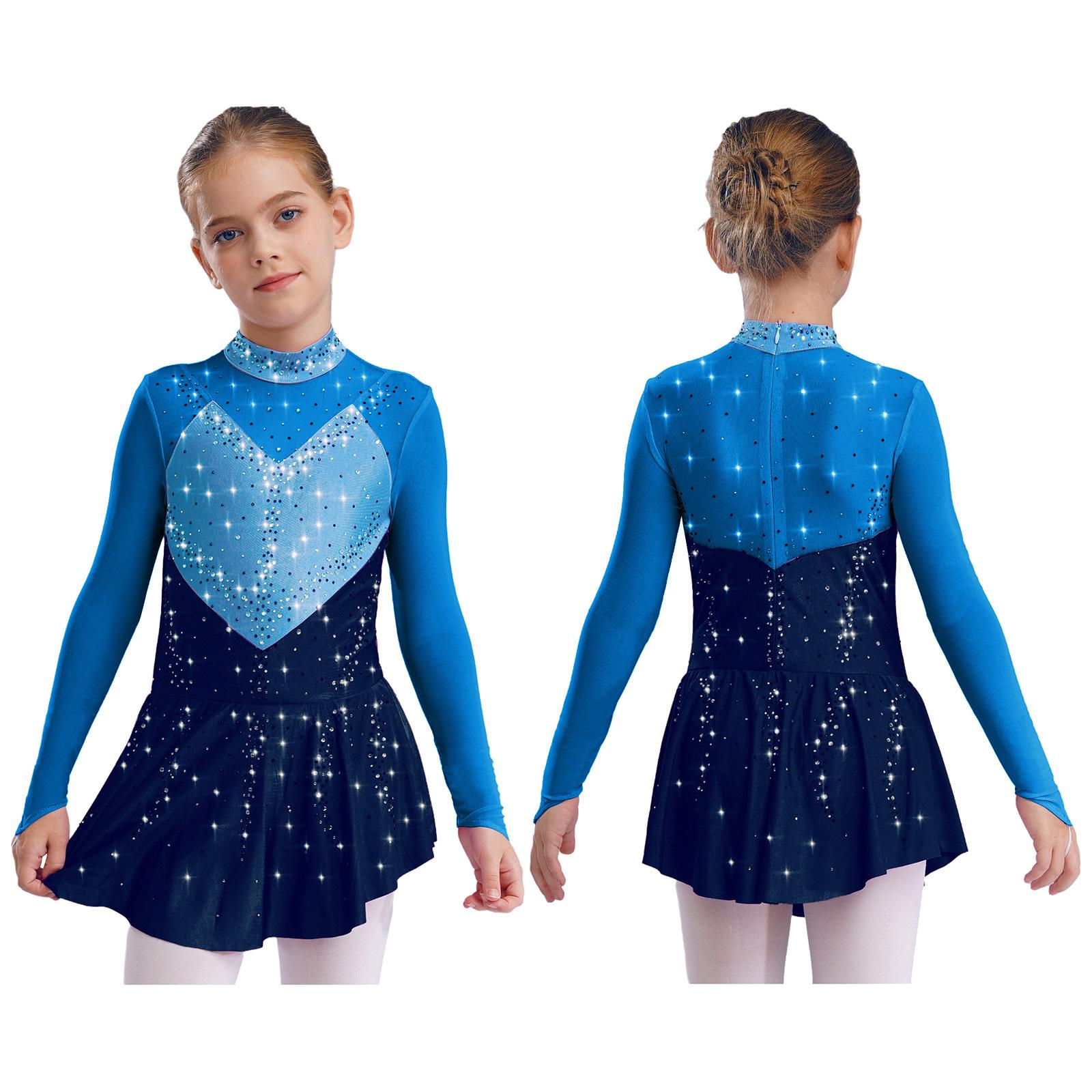Kinder Mädchen Eiskunstlauf Tanzkleider Stehkragen Langarm Colorblock Sheer Mesh Patchwork Glänzende Strasssteine Kleid 7-8 Years Kinder Mädchen Eiskunstlauf Tanzkleider Stehkragen Langarm Colorblock Sheer Mesh Patchwork Glänzende Strasssteine Kleid 7-8 Years von Joom DACH