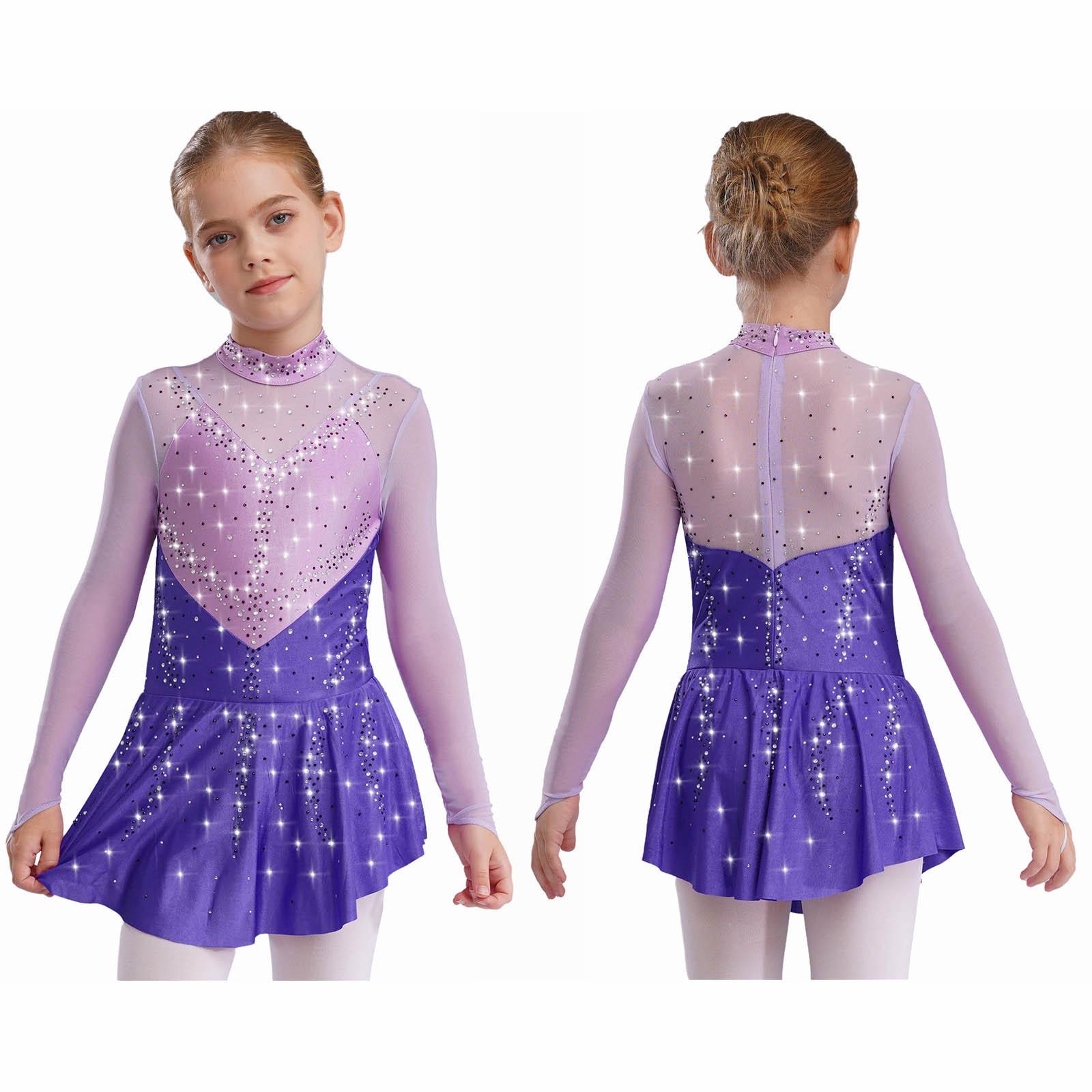 Kinder Mädchen Eiskunstlauf Tanzkleider Stehkragen Langarm Colorblock Sheer Mesh Patchwork Glänzende Strasssteine Kleid 7-8 Years Kinder Mädchen Eiskunstlauf Tanzkleider Stehkragen Langarm Colorblock Sheer Mesh Patchwork Glänzende Strasssteine Kleid 7-8 Years von Joom DACH