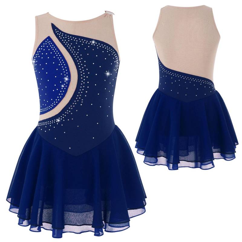 Kinder Mädchen Eiskunstlauf Trikot Kleid Mesh Splice Rollschuhlaufen Tanz Performance Kostüm 11-12 Years von Joom DACH