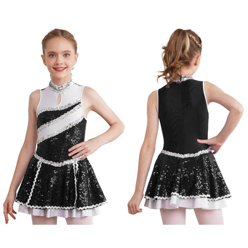 Kinder Mädchen Glitzer Pailletten Cheerleading Uniform Cheerleading Outfits Tanzkleid Performance Tanzbekleidung 15-16 Years schwarz von Joom DACH