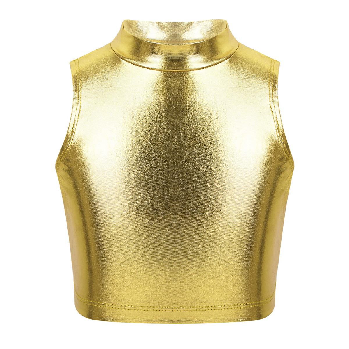 Kinder Mädchen Glitzerndes Ärmelloses Rollkragen Crop Top Metallic Fitnessbekleidung für Tanztraining 11-12 Years gold Kinder Mädchen Glitzerndes Ärmelloses Rollkragen Crop Top Metallic Fitnessbekleidung für Tanztraining 11-12 Years gold von Joom DACH