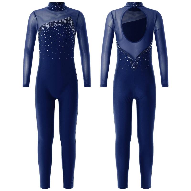 Kinder Mädchen Gymnastik Trikot Workout Tanz Overall Langarm Strass Dekor Skating Body von Joom DACH
