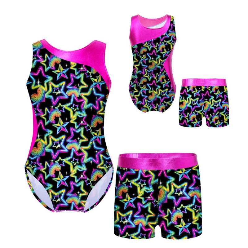 Kinder Mädchen Gymnastik Yoga Tanz Sport Sets Fancy Print Trikot und Shorts Tanzbekleidung Outfits 13-14 Years von Joom DACH