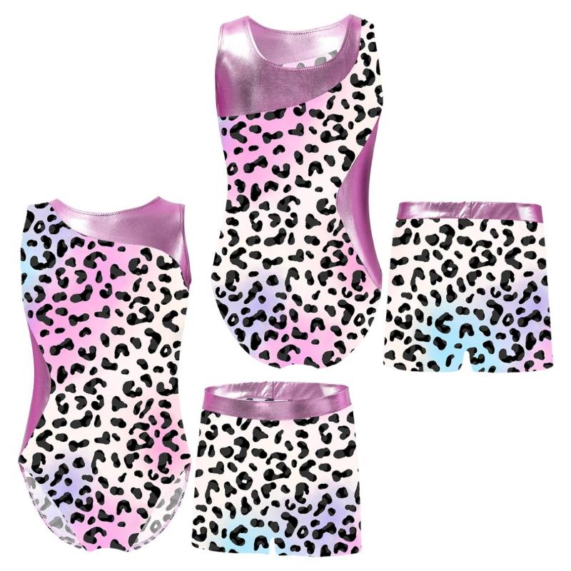 Kinder Mädchen Gymnastik Yoga Tanz Sport Sets Fancy Print Trikot und Shorts Tanzbekleidung Outfits 7-8 Years von Joom DACH