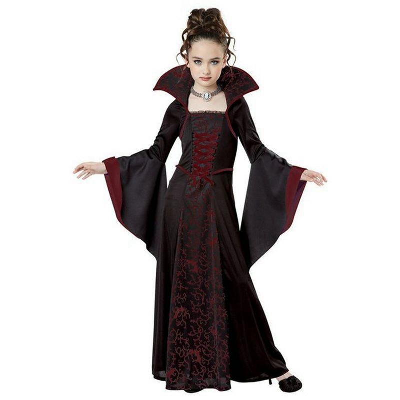 Kinder Mädchen Halloween Hexe Kleid Retro Cosplay Kostüm Bühnenauftritt Kleid 120 von Joom DACH