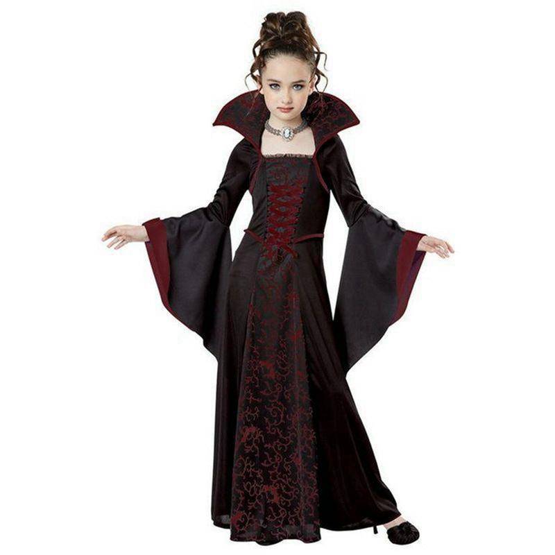 Kinder Mädchen Halloween Hexe Kleid Retro Cosplay Kostüm Bühnenauftritt Kleid 120 von Joom DACH