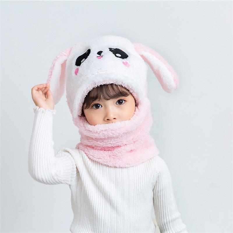 Kinder Mädchen Jungen Cartoon Hut Schal Verdicken Plüsch Kappe Kinder Winter Fleece Hut Hals Wärmer rosa von Joom DACH