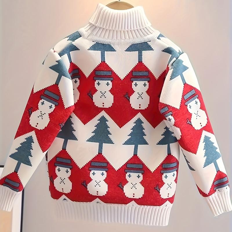 Kinder Mädchen Jungen Rollkragenpullover Winter Tops Mantel Herbst Kind Warme Lose Strickpullover 2-10Y Baby Weihnachtskleidung 90 von Joom DACH