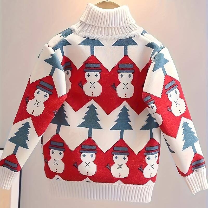 Kinder Mädchen Jungen Rollkragenpullover Winter Tops Mantel Herbst Kind Warme Lose Strickpullover 2-10Y Baby Weihnachtskleidung 90 rot von Joom DACH