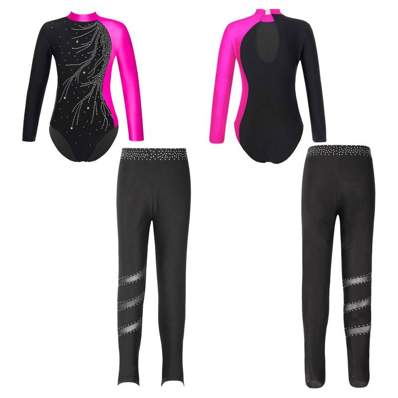 Kinder Mädchen Kinder Skating Gymnastik Langarm-Trikots mit Leggings für Tanztraining 7-8 Years von Joom DACH