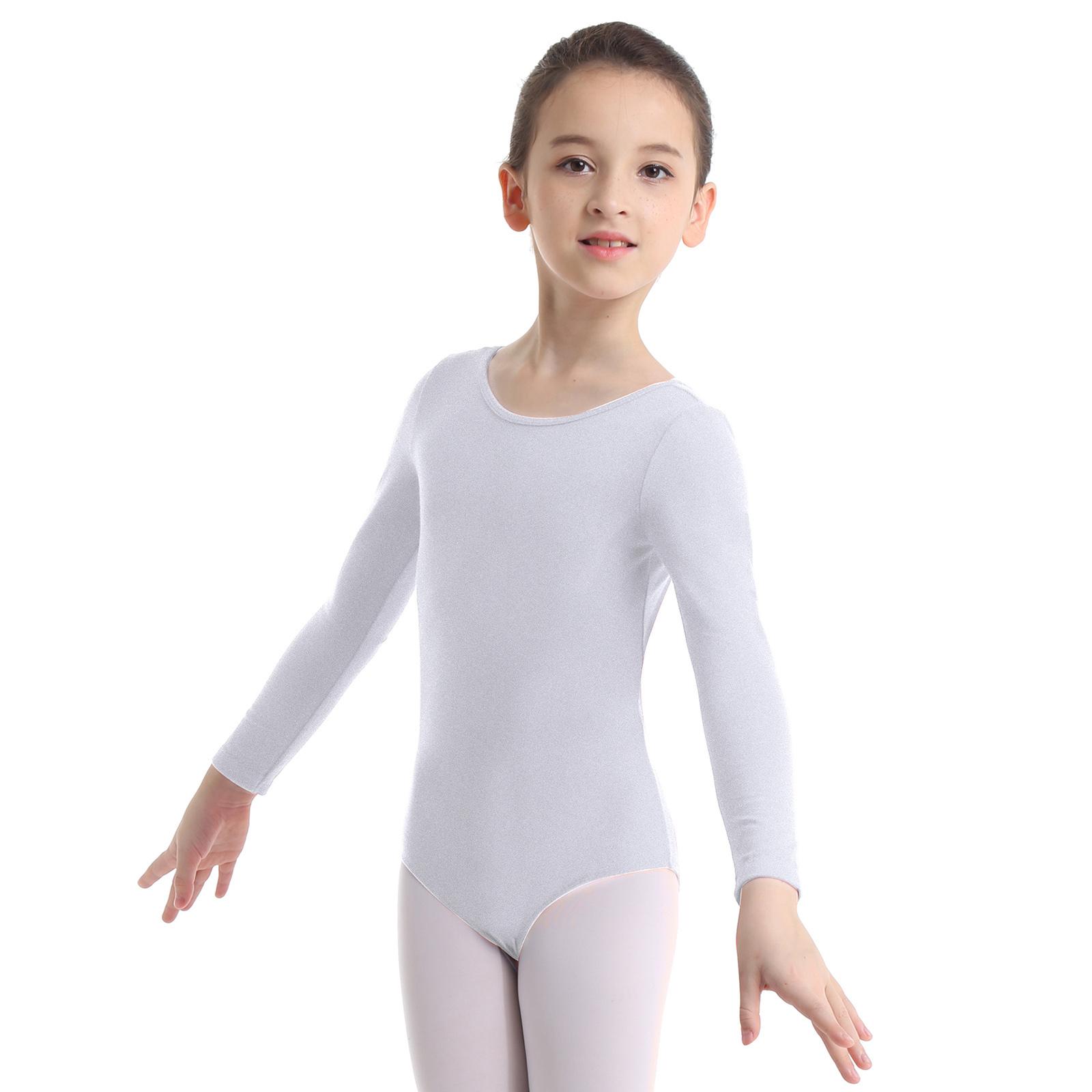 Kinder-Mädchen-Klassiker-Langarm-Gymnastik-Trikot mit Rundhalsausschnitt, Ballett-Tanz-Body, Tanzbekleidung, Activewear 7-8 Years von Joom DACH