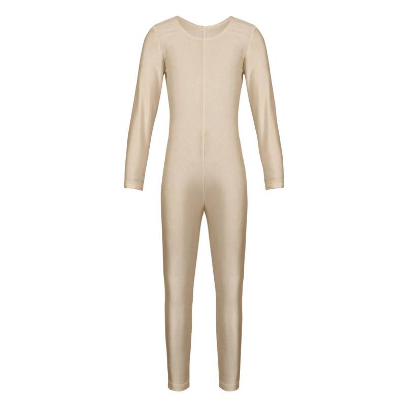 Kinder Mädchen Langarm Ballett Tanz Gymnastik Trikot Overall Ganzanzug Einfarbig Reißverschluss Stretchy Body 11-12 Years nude von Joom DACH