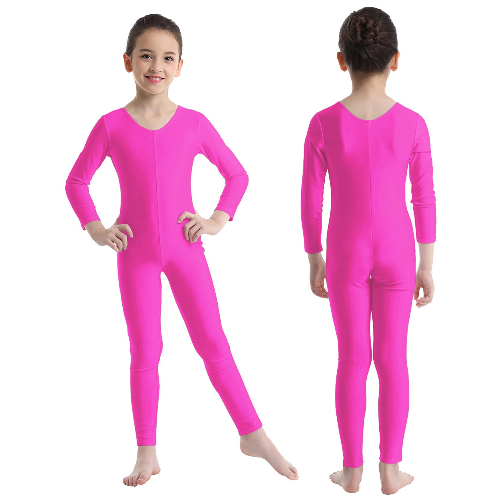 Kinder Mädchen Langarm Ballett Tanz Gymnastik Trikot Overall Ganzanzug Einfarbig Reißverschluss Stretchy Body 7-8 Years hellrosa von Joom DACH