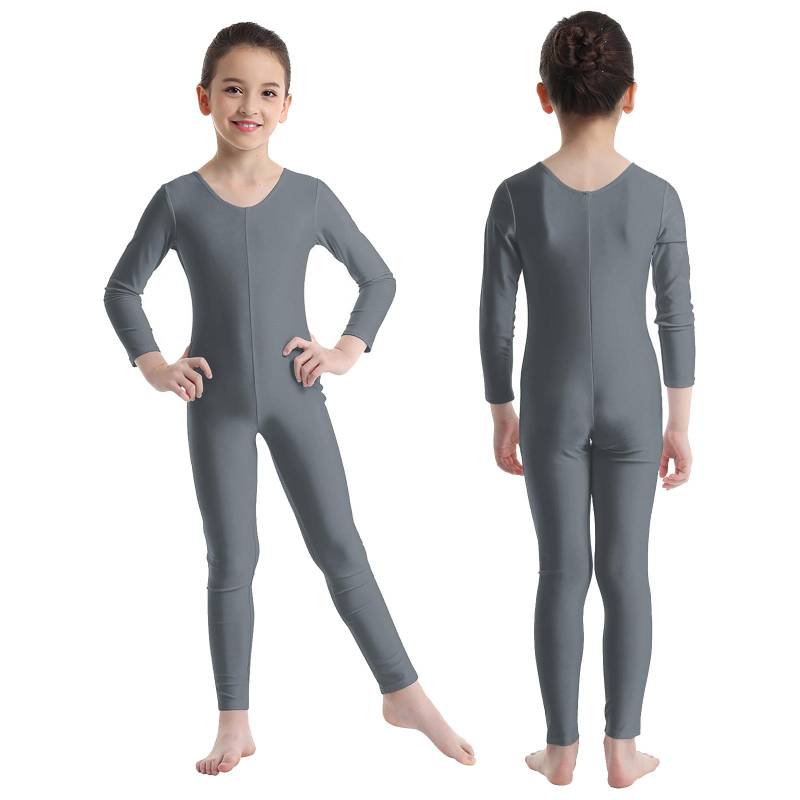 Kinder Mädchen Langarm Ballett Tanz Gymnastik Trikot Overall Unitard Dancewear 5-6 Years grau von Joom DACH