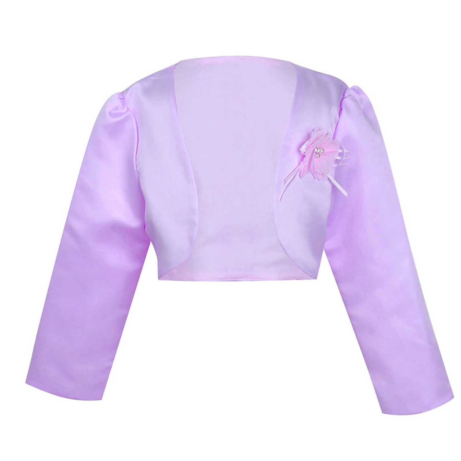 Kinder Mädchen Langarm Blumen Satin Bolero Shrug Strickjacke Hochzeit Brautjungfer Geburtstag Party Mantel 3-4 Years violett von Joom DACH